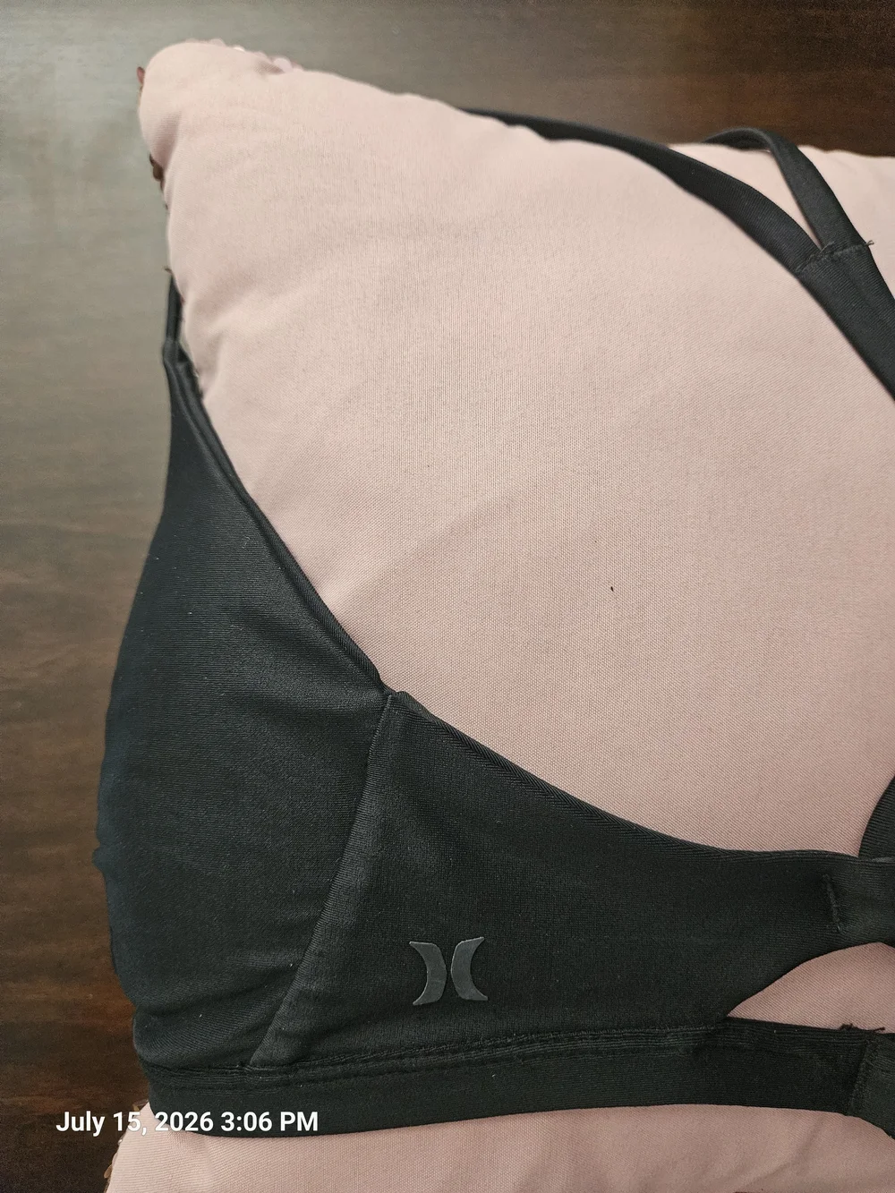 Hurley - Black Adjustable Racerback Wireless Bikini Top - Lightweight Comfort
